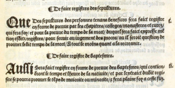 L’Ordonnance de Villers-Cotterets  – Août 1539