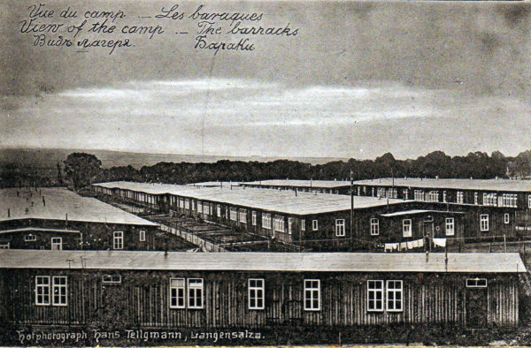 Photographie des barraques du camp de prisonniers de Langensalza durant la Première Guerre Mondiale