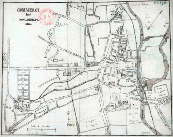 Plan de la ville de Commercy en 1843 (Haute résolution)