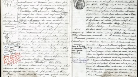 Registre d’état civil de 1915 contenant de nombreuses mentions marginales